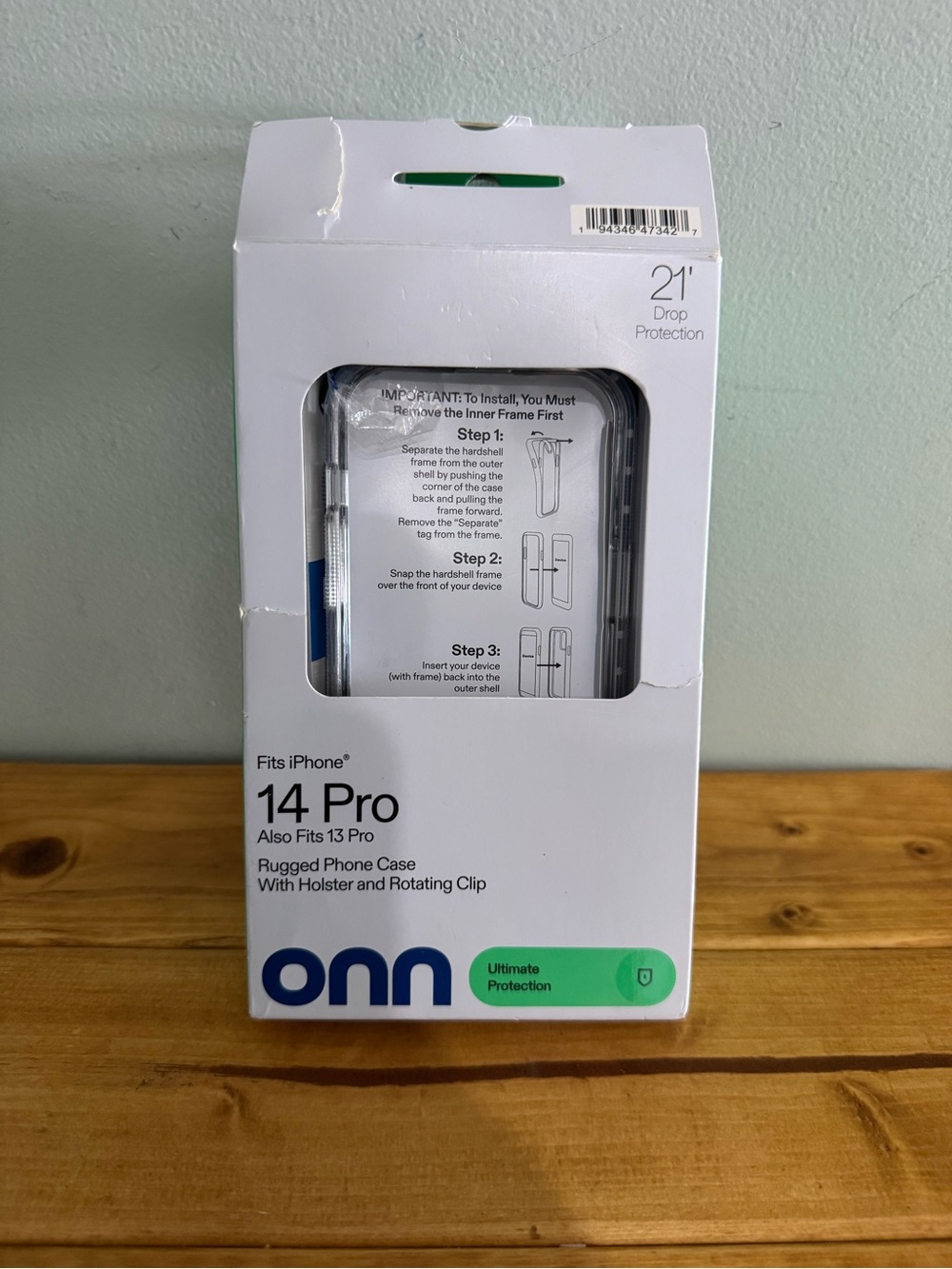 onn. Rugged Phone Case for iPhone 14 Pro with Holster OPEN BOX